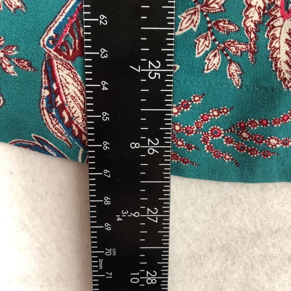 LOFT NWT Women's Size Small Iris Teal Blue Red Printed One Shoulder Top - Picture 6 of 11